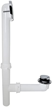 Compact White Tubular Bath Drain Plug with Polished Chrome Finish