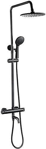 Matte Black 3-Way Thermostatic Bathroom Faucet with Rainfall Handheld