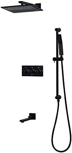 TECKI Black Bronze bathtub rain shower mixer faucet set with diverter