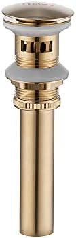 Bathroom Sink Drain with Detachable Strainer Basket Anti-Clog_drain Stopper Brushed Gold