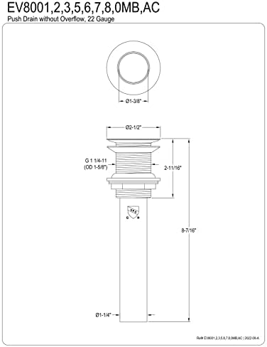 Kingston Brass Elevate Sink Drain 2-12 in Polished Nickel