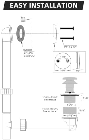 Homeslea Matte Black Tub Drain Kit with Tip-Toe Mechanism