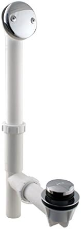 Compact White Tubular Bath Drain Plug with Polished Chrome Finish
