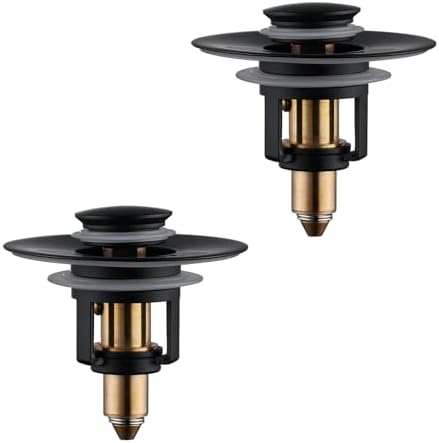 Universal Bathroom Sink Stopper 2-Pack Matte Black
