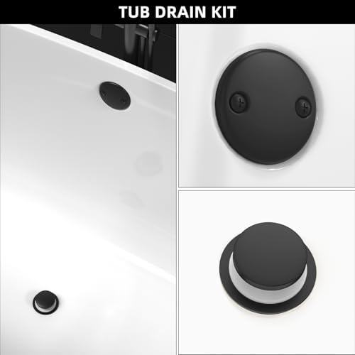Homeslea Matte Black Tub Drain Kit with Tip-Toe Mechanism