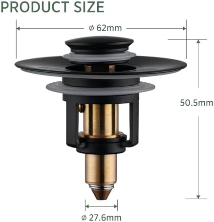Universal Bathroom Sink Stopper 2-Pack Matte Black