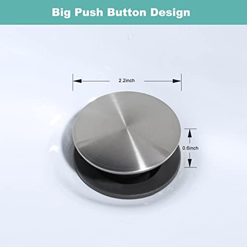 ARCORA 15 Sink Drain Pop Up Stopper No Overflow Brushed Nickel