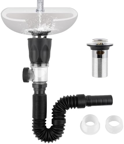 Bathroom Sink Drain Kit with P-Trap Pop Up Drain Stopper