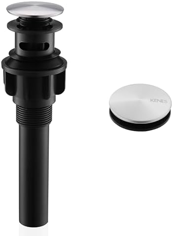 KENES Pop Up Sink Drain Stopper with Overflow Brushed Nickel