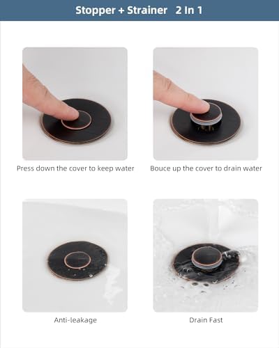Hibbent All Metal Universal Bathroom Sink Stopper