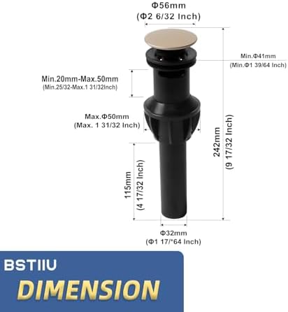 BSTIIU Bathroom Sink Drain with Overflow Anti-Clog Stopper