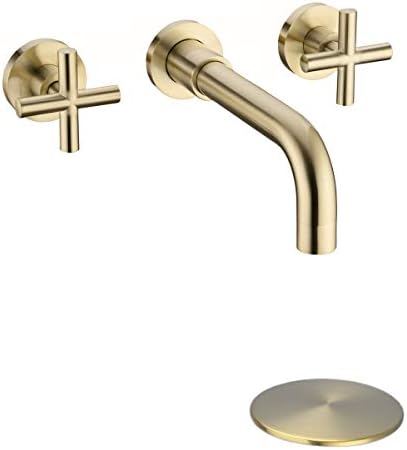 TRUSTMI Brushed Gold Bathroom Faucet with Pop Up Drain Bundle