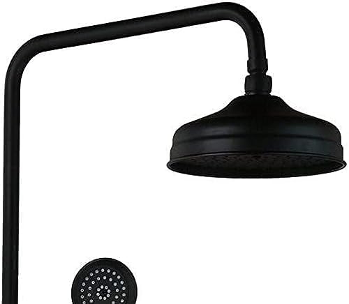 TECKI Wall-Mounted Oil-Rub-Bronze 8-Inch Brass Shower Head wCeramic Faucet