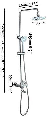 Huin Bathroom Chrome Round 8-inch Rainfall Shower Head Handheld Mixing Tap Set