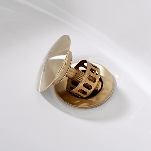 Bathroom Sink Drain with Detachable Strainer Basket Anti-Clog_drain Stopper Brushed Gold