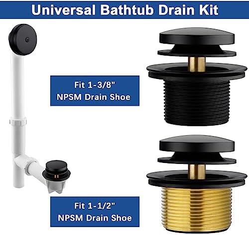 Brass Tip-Toe Tub Drain Kit Polished Matte Black