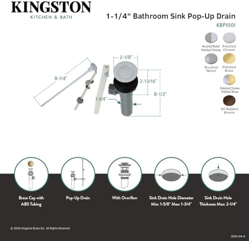 Premium Polished Brass Sink Drain - Durable Bathroom Finish - Easy to Install