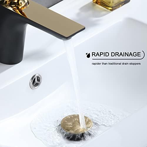 Bathroom Sink Drain Overflow Stopper with Gold Finish Clog-Free Design