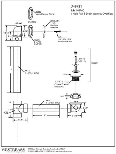 Westbrass Pull Drain Bath Waste System Schedule 40 PVC Matte Black