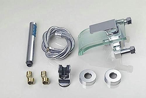 New Glass Spout Tub Showers Set Chrome Wall Mount Handheld Mixer Faucets