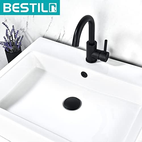 BESTILL Bathroom Sink Drain Stopper Matte Black