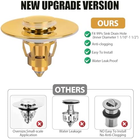 Three Colors 2-in-1 Sink Stopper Gold