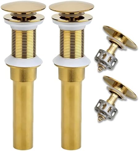 Gold Bathroom Sink Drain Anti-Clogging Stopper 2-Pack