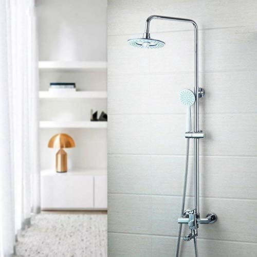 Huin Bathroom Chrome Round 8-inch Rainfall Shower Head Handheld Mixing Tap Set