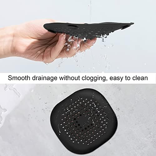 Philbinden 4 Piece Hair Catcher Drain Cover with Suckers Black