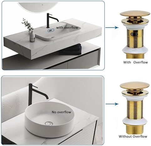 Gold-Plated Anti-Clog Sink Drain No Overflow High-End Bathroom Accessory