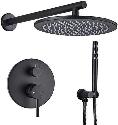 Huin Brass Black 16 Diverter Mixing Shower Head Set