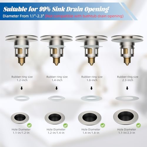 Hibbent All Metal Bathroom Sink Stopper 2-in-1 Design