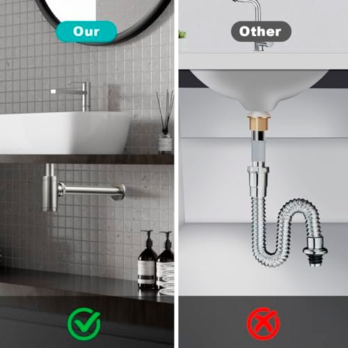 Bathroom Sink P-Trap Kit with Height Adjustable Design Durable Stylish Solid Brass