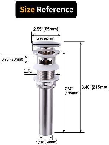 Bathroom Faucet Vessel Sink Pop Up Drain Stopper with Overflow Brushed Nickel