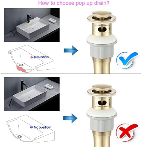 Bathroom Sink Drain Stopper with Overflow Stainless Steel