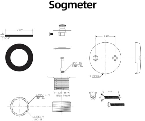 Sogmeter Chrome Plated bathtub drain hair catcher 2-hole lift turn USCA compatible