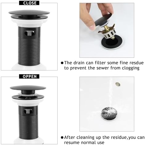 Premium Bathroom Sink Drain with Matte Black Finish