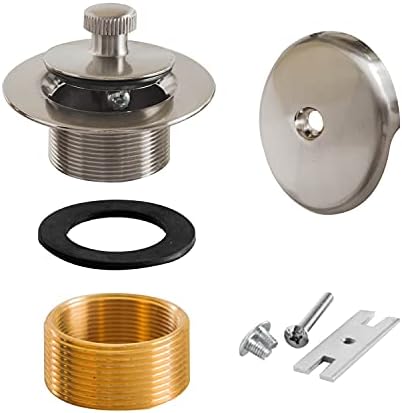Chrome Lift and Turn Bathtub Drain Stopper Kit with Satin Nickel Finish