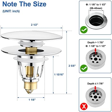 Universal 2-in-1 Chrome Sink Stopper