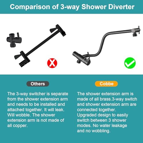 Cobbe 12 All-Metal 3-Way Handheld Rain Shower Head