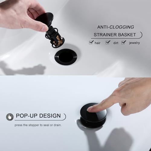 Sturdy 304 Stainless Steel Sink Drain Stopper Matte Black