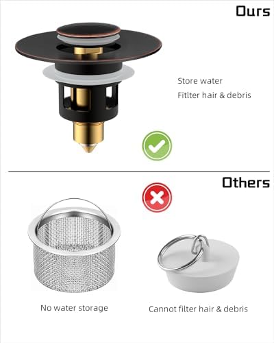 Hibbent All Metal Universal Bathroom Sink Stopper
