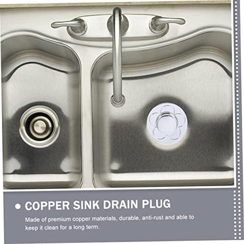 Copper bathtub drain plug Silver finish prevents clogging easy to use
