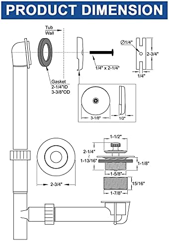 Brass bathtub drain kit