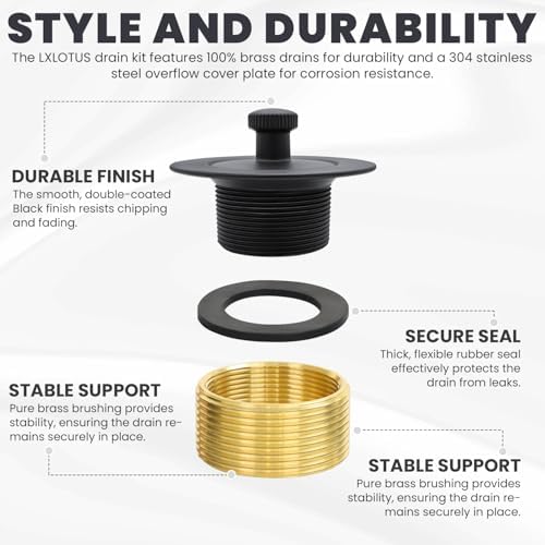 Upgrade your bathtub with the LXLOTUS Drain Kit matte black universal fit