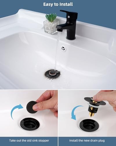 Hibbent All Metal Universal Bathroom Sink Stopper