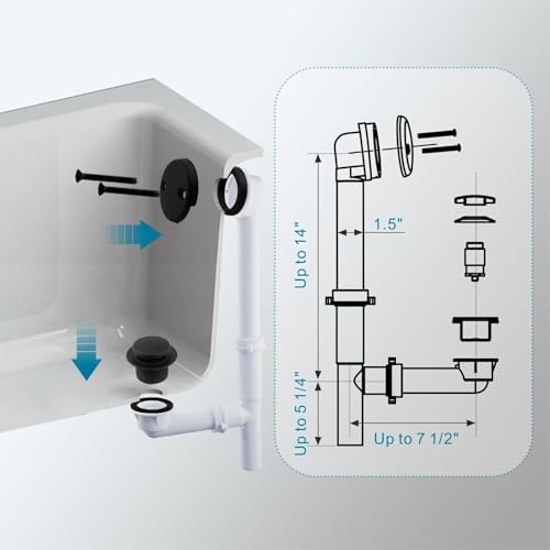 Sturdy Black Tubular Drain Kit for Bathroom Use