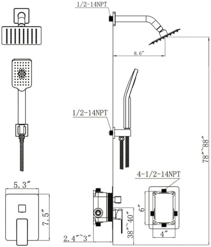 JQBQSModern Rain shower system with air technology 8 chrome Faucet set