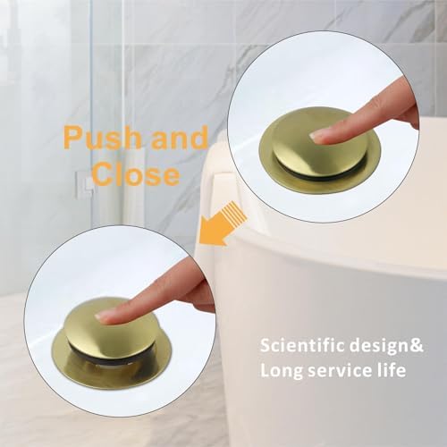 WELLUP Brushed Gold bathtub drain stopper replacement for lift turn tubs