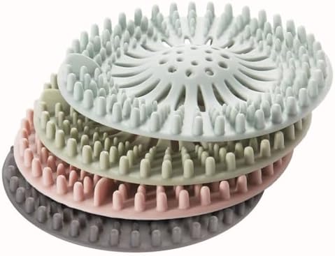 4-Pack Silicone Drain Stoppers Anti-Clog Hair Catcher for Bath Kitchen Secure Fit Durable Home Essential